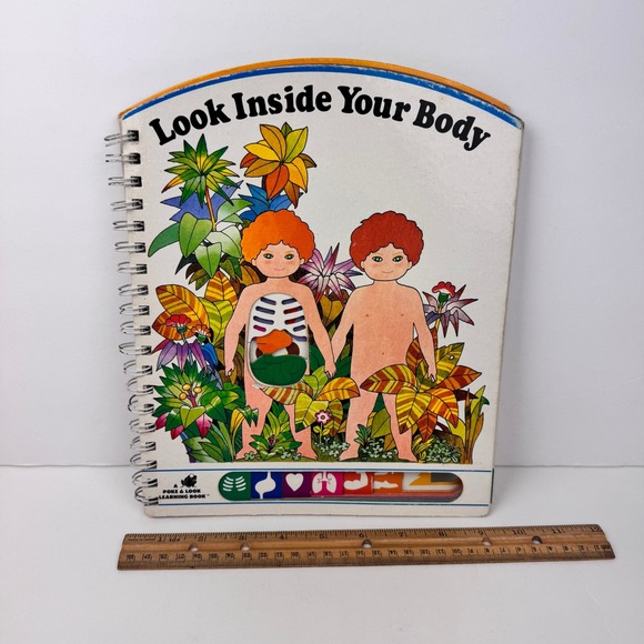 Other - Vtg Hardcover Cardboard Look Inside Your Body Learn Anatomy Kids Spiral Spine